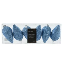 KAEMINGK Lot de 6 pommes de pin à suspendre (H8 cm) Alpine Bleu Ciel Hot