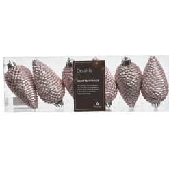 KAEMINGK Lot de 6 pommes de pin à suspendre (H8 cm) Alpine Rose poudré Best