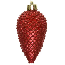 KAEMINGK Lot de 6 pommes de pin à suspendre (H8 cm) Alpine Rouge Sale
