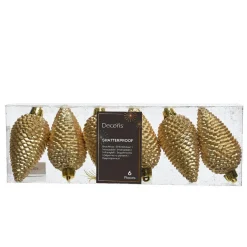 KAEMINGK Lot de 6 pommes de pin à suspendre (H8 cm) Alpine Or