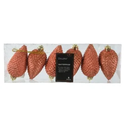 KAEMINGK Lot de 6 pommes de pin à suspendre (H8 cm) Alpine Orange Discount