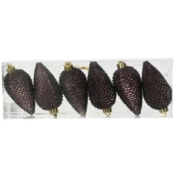 KAEMINGK Lot de 6 pommes de pin à suspendre (H8 cm) Alpine Noir truffé Hot
