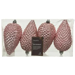 KAEMINGK Lot de 4 pommes de pin à suspendre (H12 cm) Alpine Rose poudré Sale