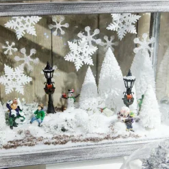 KAEMINGK Lot de 9 sapins pour aménager un village Blanc Discount