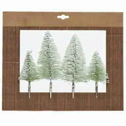 KAEMINGK Lot de 4 sapins de Noël à suspendre sur clip (H14 cm) Vert enneigé Clearance