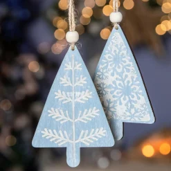 KAEMINGK Lot de 2 sapins à suspendre (H11 cm) Moïna Bleu