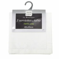 DOUCEUR D'INTERIEUR Lot de 3 serviettes coton (40 x 40 cm) Charline Blanc Clearance