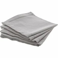 ATMOSPHERA Lot de 4 serviettes coton (40 x 40 cm) Chambray Gris clair Sale