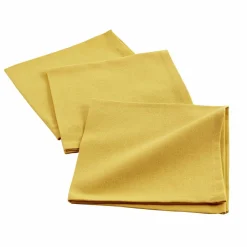 DOUCEUR D'INTERIEUR Lot de 3 serviettes coton (40 x 40 cm) Initia Jaune Best