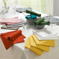 DOUCEUR D'INTERIEUR Lot de 3 serviettes coton (40 x 40 cm) Initia Jaune Best