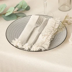 ATMOSPHERA Lot de 2 serviettes coton (40 x 40 cm) Maha hes Blanc Discount