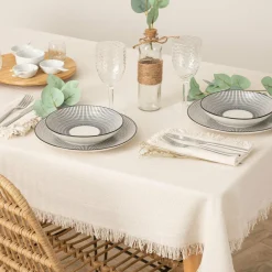 ATMOSPHERA Lot de 2 serviettes coton (40 x 40 cm) Maha hes Blanc Discount
