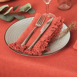 ATMOSPHERA Lot de 2 serviettes coton (40 x 40 cm) Maha Terracotta Clearance