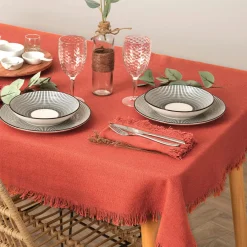 ATMOSPHERA Lot de 2 serviettes coton (40 x 40 cm) Maha Terracotta Clearance