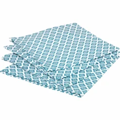 ATMOSPHERA Lot de 4 serviettes coton (40 x 40 cm) Tika Bleu canard New