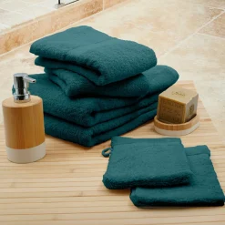 douceur d'intu017drieur Lot de serviettes de bain 50x90 cm x2 + serviettes 70x130cm x2 + gants de toilette x2 Elegance Bleu Outlet