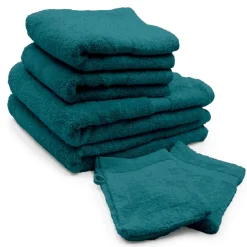 douceur d'intu017drieur Lot de serviettes de bain 50x90 cm x2 + serviettes 70x130cm x2 + gants de toilette x2 Elegance Bleu Outlet