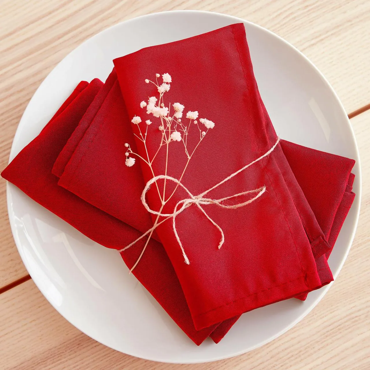 EMINZA Lot de 3 serviettes de table polyester (40 x 40 cm) Elise s Rouge Clearance