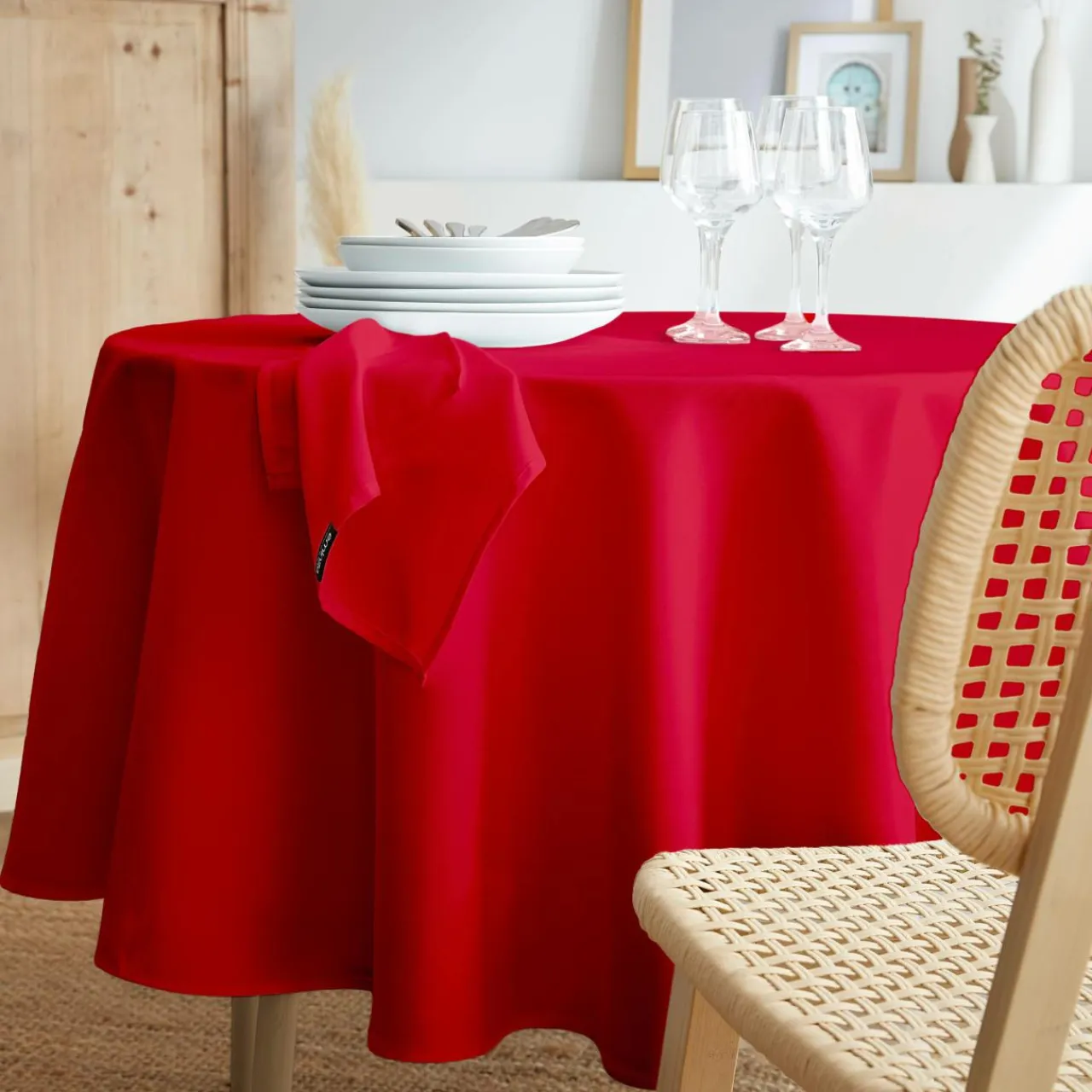 EMINZA Lot de 3 serviettes de table polyester (40 x 40 cm) Elise s Rouge Clearance