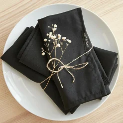 EMINZA Lot de 3 serviettes de table polyester (40 x 40 cm) Elise es Noir Clearance
