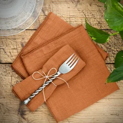EMINZA Lot de 3 serviettes gaze de coton (40 x 40 cm) Gaïa Abricot Discount