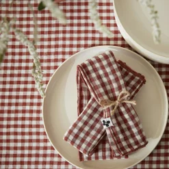 EMINZA Lot de 3 serviettes gaze de coton (40 x 40 cm) Gaïa vichy Terracotta Clearance