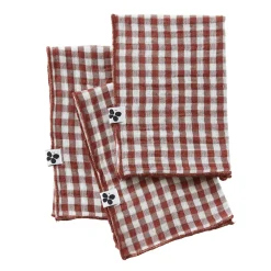 EMINZA Lot de 3 serviettes gaze de coton (40 x 40 cm) Gaïa vichy Terracotta Clearance