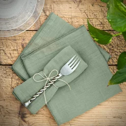 EMINZA Lot de 3 serviettes gaze de coton (40 x 40 cm) Gaïa Vert Eucalyptus New