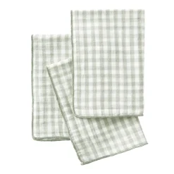 EMINZA Lot de 3 serviettes gaze de coton (40 x 40 cm) Gaïa vichy Vert Eucalyptus New