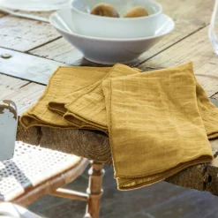 EMINZA Lot de 3 serviettes gaze de coton (40 x 40 cm) Gaïa Jaune safran Online