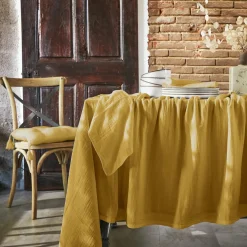 EMINZA Lot de 3 serviettes gaze de coton (40 x 40 cm) Gaïa Jaune safran Online