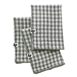 EMINZA Lot de 3 serviettes gaze de coton (40 x 40 cm) Gaïa vichy Vert romarin Best