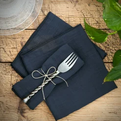 EMINZA Lot de 3 serviettes gaze de coton (40 x 40 cm) Gaïa Bleu nuit Best