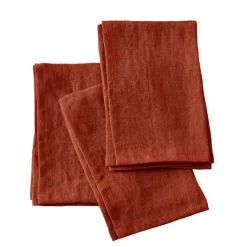 EMINZA Lot de 3 serviettes lin lavé (40 x 40 cm) Louise Terracotta Best