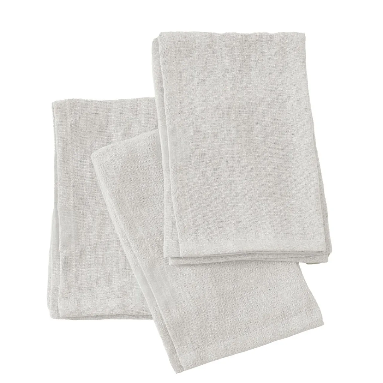 EMINZA Lot de 3 serviettes lin lavé (40 x 40 cm) Louise hes Blanc Discount