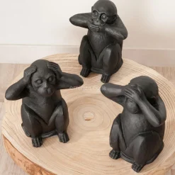 ATMOSPHERA Lot de 3 singes déco (H24 cm) Sagesse Noir Online