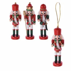KOOPMAN Lot de 3 soldats Casse-noisette à suspendre (H12 cm) Hector Rouge Discount