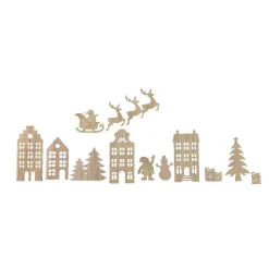KAEMINGK Lot de 13 stickers de Noël pour fenêtre en bois Réveillon de Noël Naturel Sale