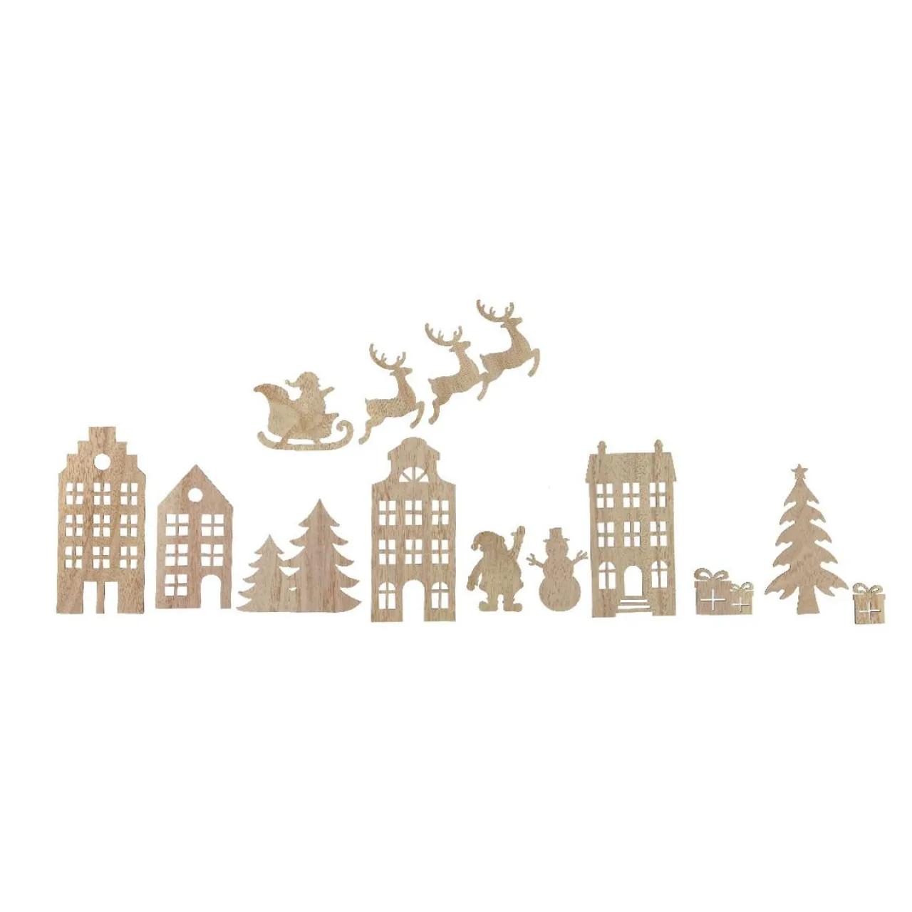 KAEMINGK Lot de 13 stickers de Noël pour fenêtre en bois Réveillon de Noël Naturel Sale
