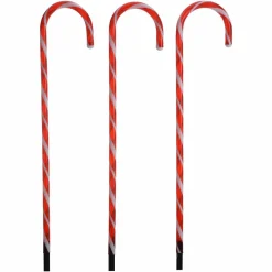 KOOPMAN Lot de 6 sucres d'orge lumineux à piles 42 LED (H47 cm) Candy Blanc chaud Discount