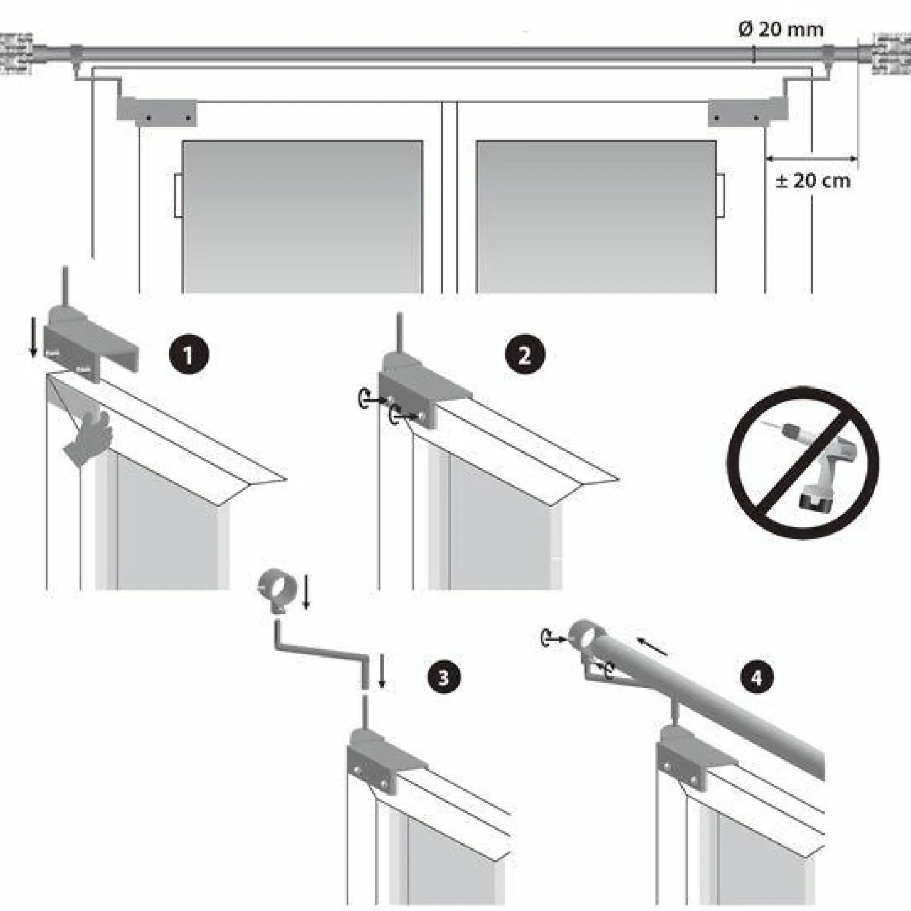 LUANCE Lot de 2 supports Fix'vit (L180 - D20 mm) Blanc