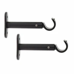 LUANCE Lot de 2 supports tringles fixes (L90 / D20 mm) Jim gouttière mat Noir Hot