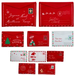 JJA Lot de 10 suspensions de Noël en feutrine assorties Enveloppes et blanc Rouge Discount