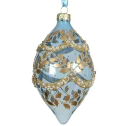 KAEMINGK Lot de 2 suspensions de Noël en verre (H14 cm) Feuillages d'hiver Bleu Outlet