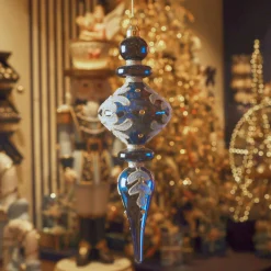 KAEMINGK Lot de 2 suspensions de Noël en verre (H24 cm) Reflet de Minuit Bleu Bleu nuit Online