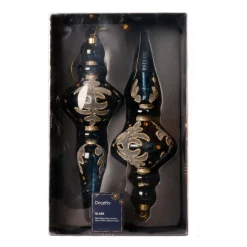 KAEMINGK Lot de 2 suspensions de Noël en verre (H24 cm) Reflet de Minuit Bleu Bleu nuit Online