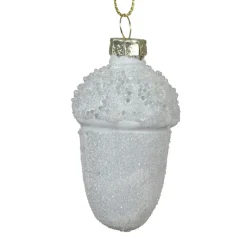 KAEMINGK Lot de 6 suspensions de Noël en verre (H6 cm) Glands de chêne givré Blanc Hot
