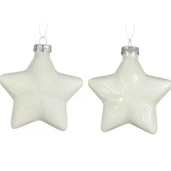 KAEMINGK Lot de 2 suspensions de Noël en verre (H10 cm) Étoiles Céleste Blanc laine Online