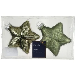 KAEMINGK Lot de 2 suspensions de Noël en verre (H10 cm) Étoiles Céleste Vert romarin Online