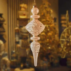 KAEMINGK Lot de 2 suspensions de Noël en verre (H24 cm) Reflet de Minuit Rose Rose poudré Online